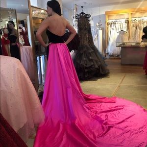 Jovani Black/Pink Velvet Pageant Gown w/ Earrings
